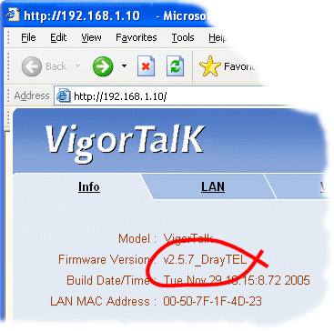 VigorTalk WUI Main Menu